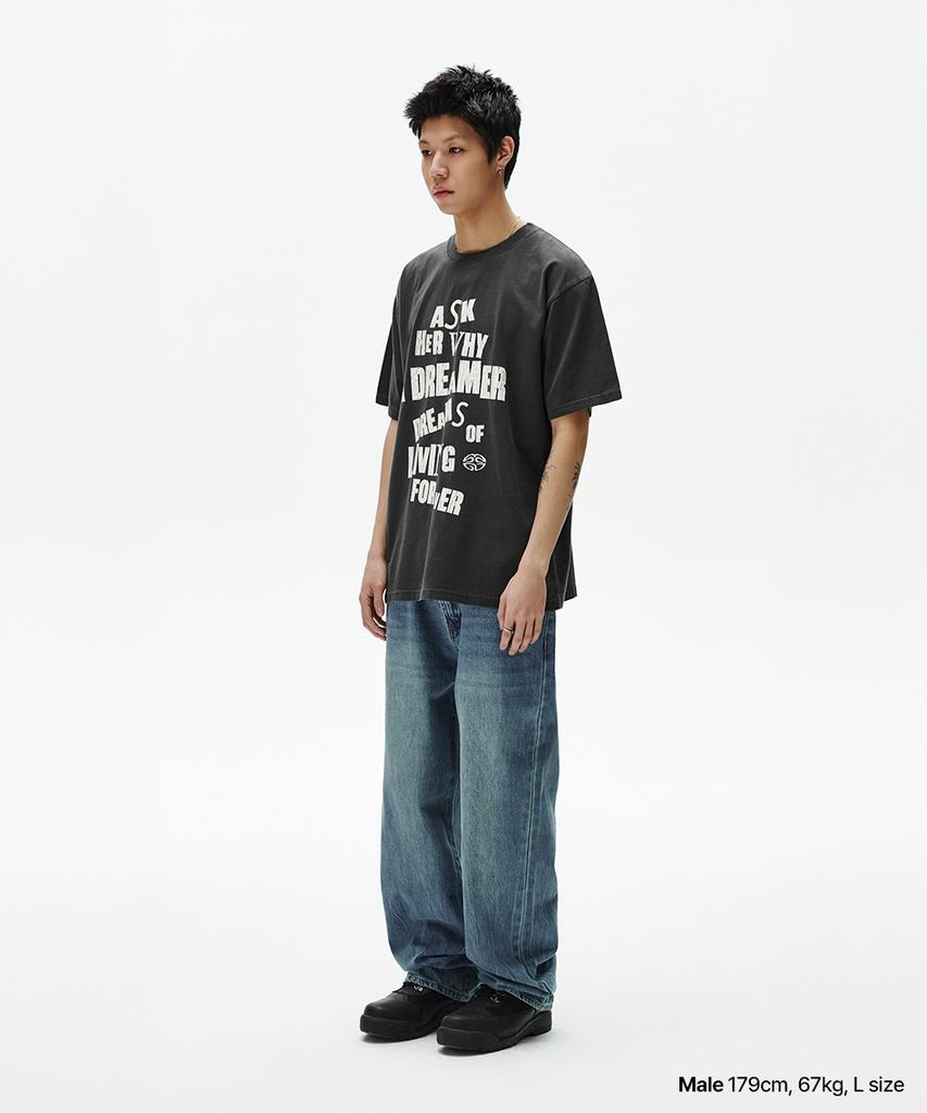 MAHAGRID Dreamer Pigment Tee Charcoal(Mg2Fmmt536A)