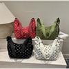 Polka Dot Hobo Bag For Women Corduroy Material Crossbody Bag With Knotted Detail Casual Korean Style Shoulder Bag Daily Commute