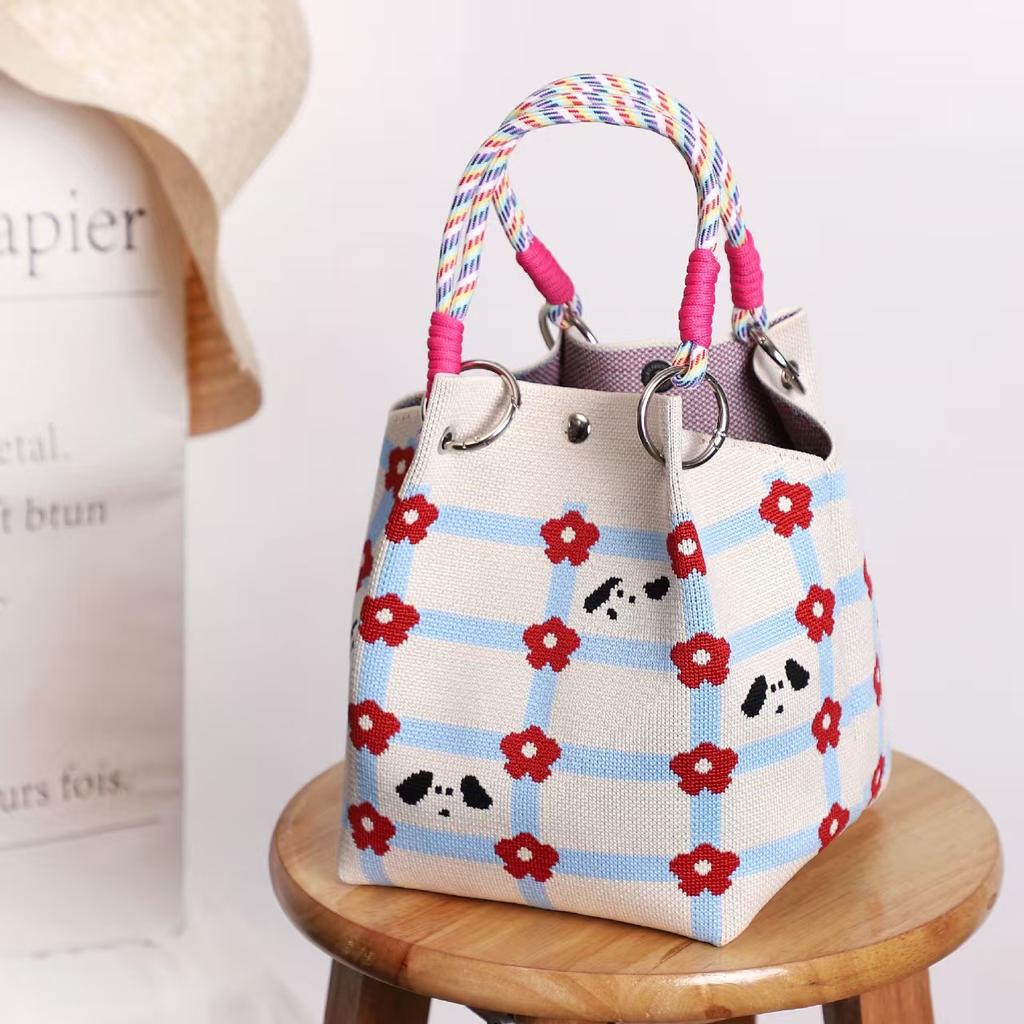 New Woven Ring Buckle Bag Knitted Bag Three-dimensional Magnetic Buckle Handbag Handbag Handbag Knitting