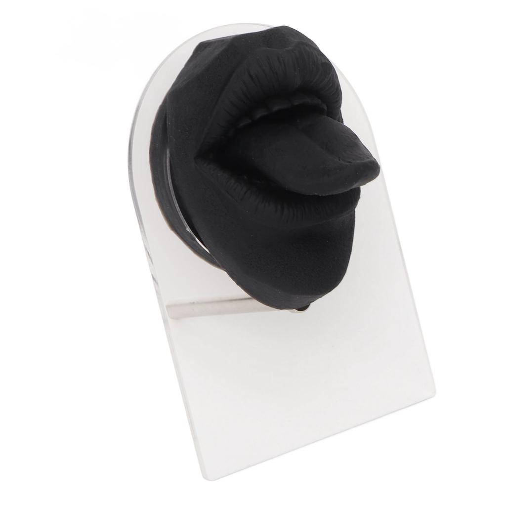 2 szt. Silikonowy Model Języka i Ust Czarno-Biały Wysoka Symulacja Wielokrotnego Użytku Ludzki Język i Usta Forma z Akrylowym Uchwytem