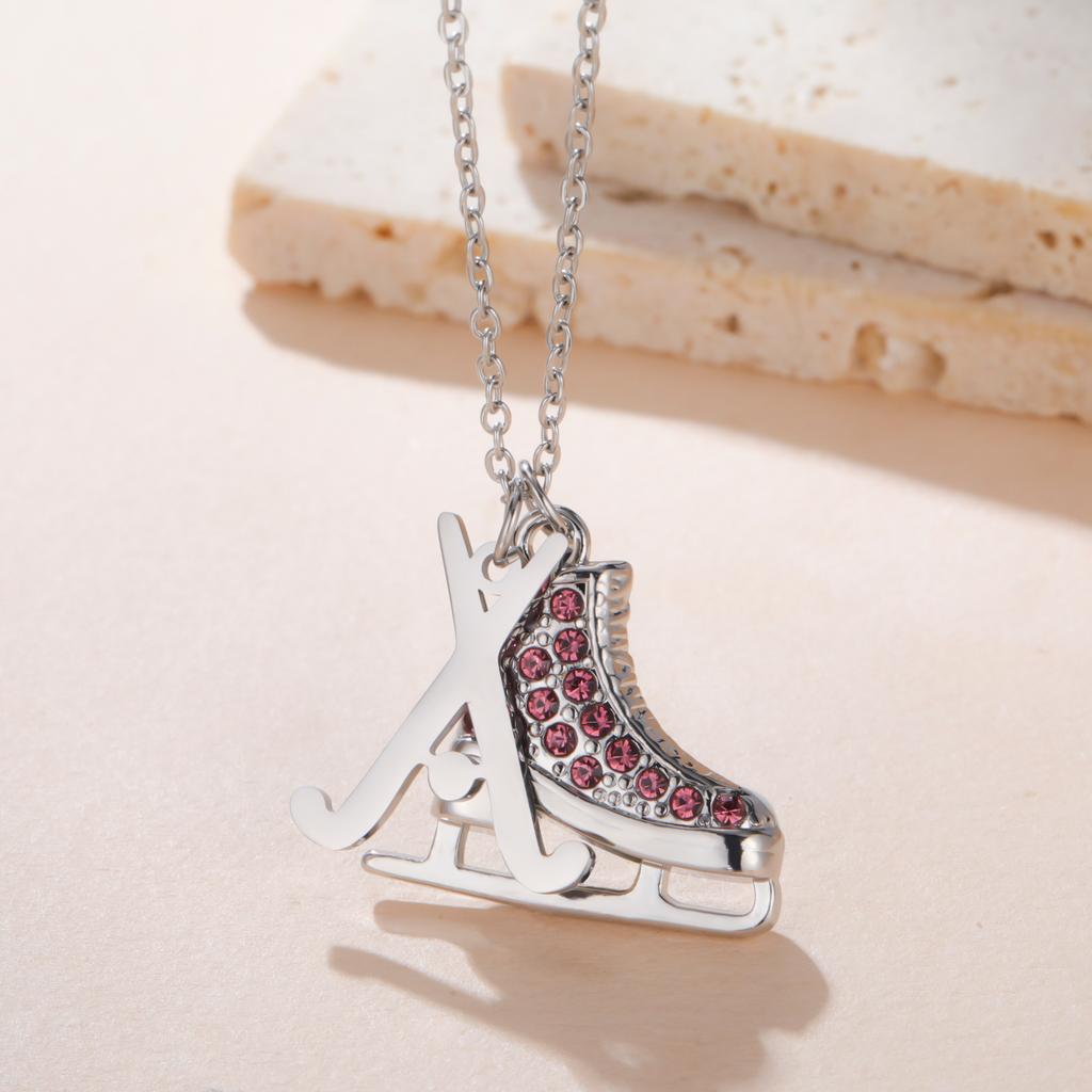 My Shape Colorful Rhinestone Ice Skate Shoes Pendant Necklace Hockey Charm Chains For Women Sports Fan Birthday Jewelry Gift