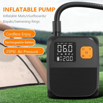Wireless Air Pump 8000mAh LCD Display Portable Electric Tire Inflator 25PSI For SUP  Kayaks Surfing Kite Mattress Air Compressor
