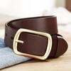 Men'S Belt First Layer Cowhide Copper Buckle Leather Belt Middle-Aged And Young Leisure Simple Pin Buckle Business Jeans Belt