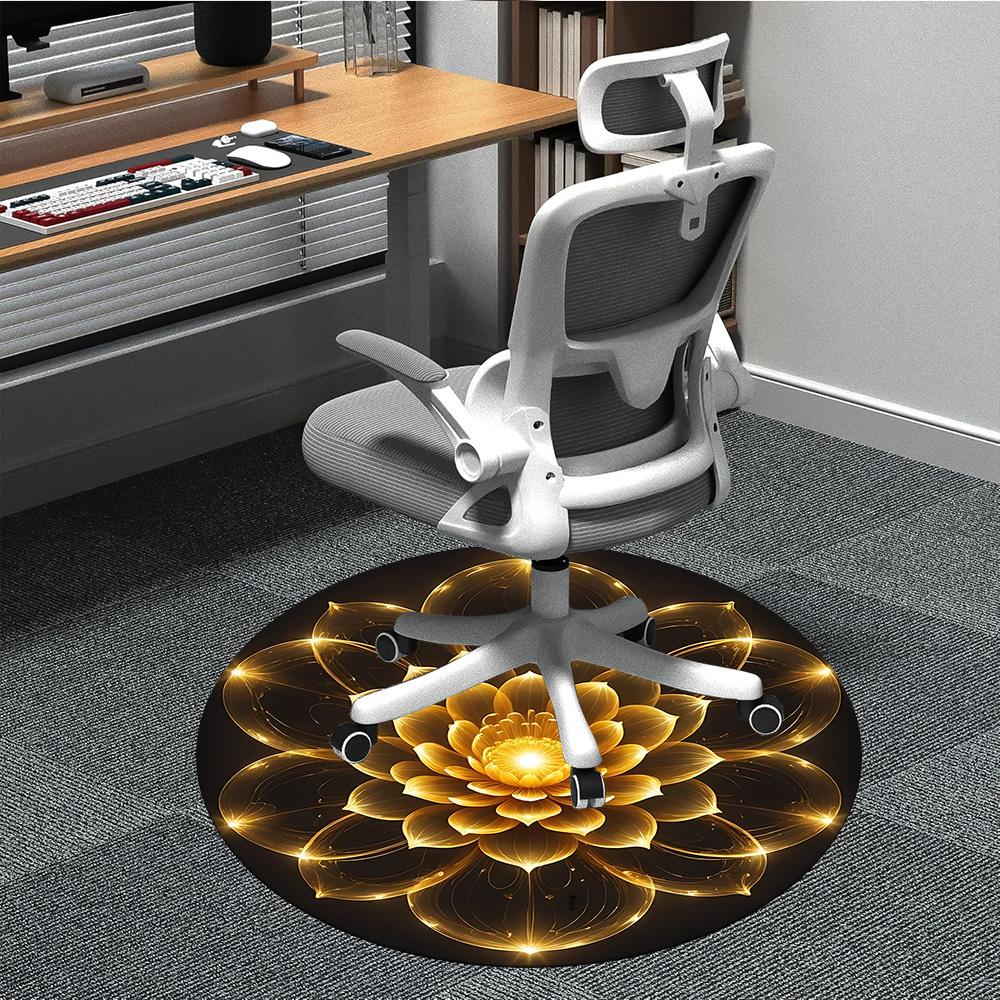 

1pc Golden Lotus Mandala Chair Carpet for Office, Soft Flannel Throw Mat, Perfect for Office,Holiday Party Decoration Choice yy251113140 80cm by 80cm