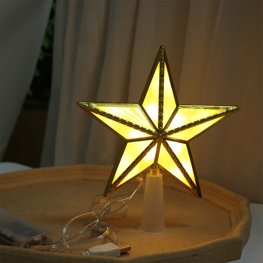 Plastic Christmas Tree Top Star Lovely Christmas Decorative Star Light  Xmas Party