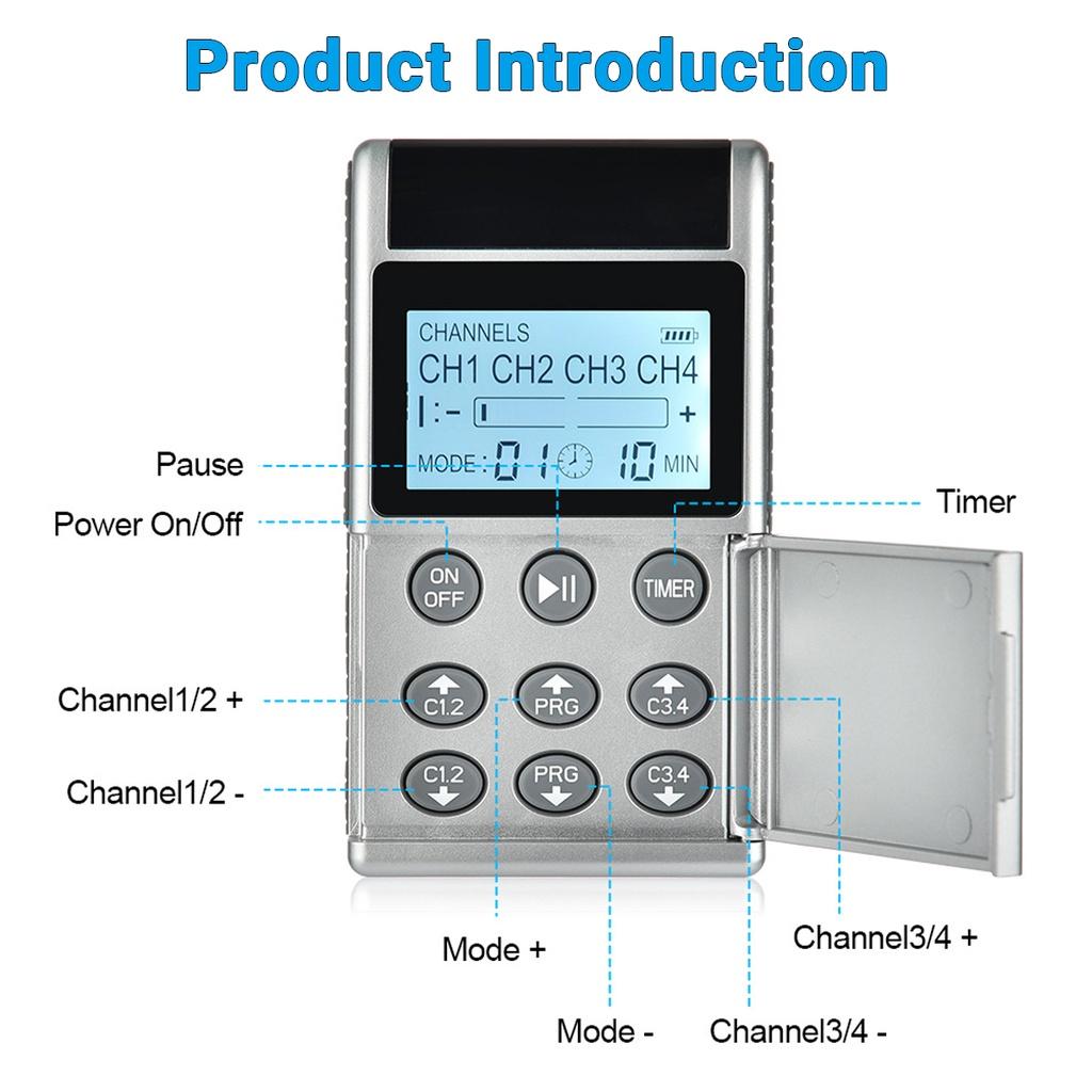 20 Gears Digital Therapy Full Massager Pain Relief Acupuncture Electrical TENS Machine Portable Pulse Massager