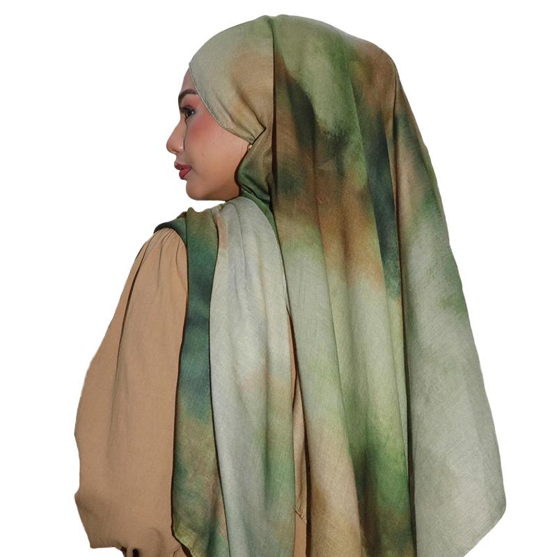Farbverlauf Grün Aquarell Floral Bedruckt Modal Atmungsaktiv Leicht Gewicht Weiche Baumwolle Rayon Viskose Gewebt Modal Muslimische Frauen Schal