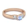 Mondstein Eleganter Drei-Stein-Ring - 925 Sterlingsilber Roségold Vermeil