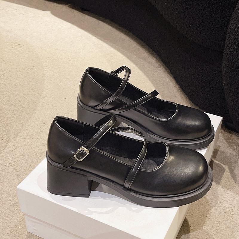 Shoes women's spring new Mary Jane women's shoes single shoes gentle thick heel high heel small leather shoes