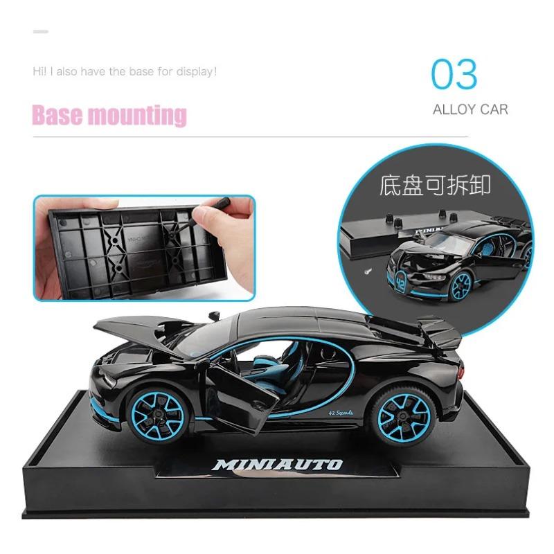 1/32 Bugatti Diecast Alloy Car Model Metal Pull Back Simulation Car Toy Boy Sports Car  Acousto-optic With To Open The Door Gift Car Toy