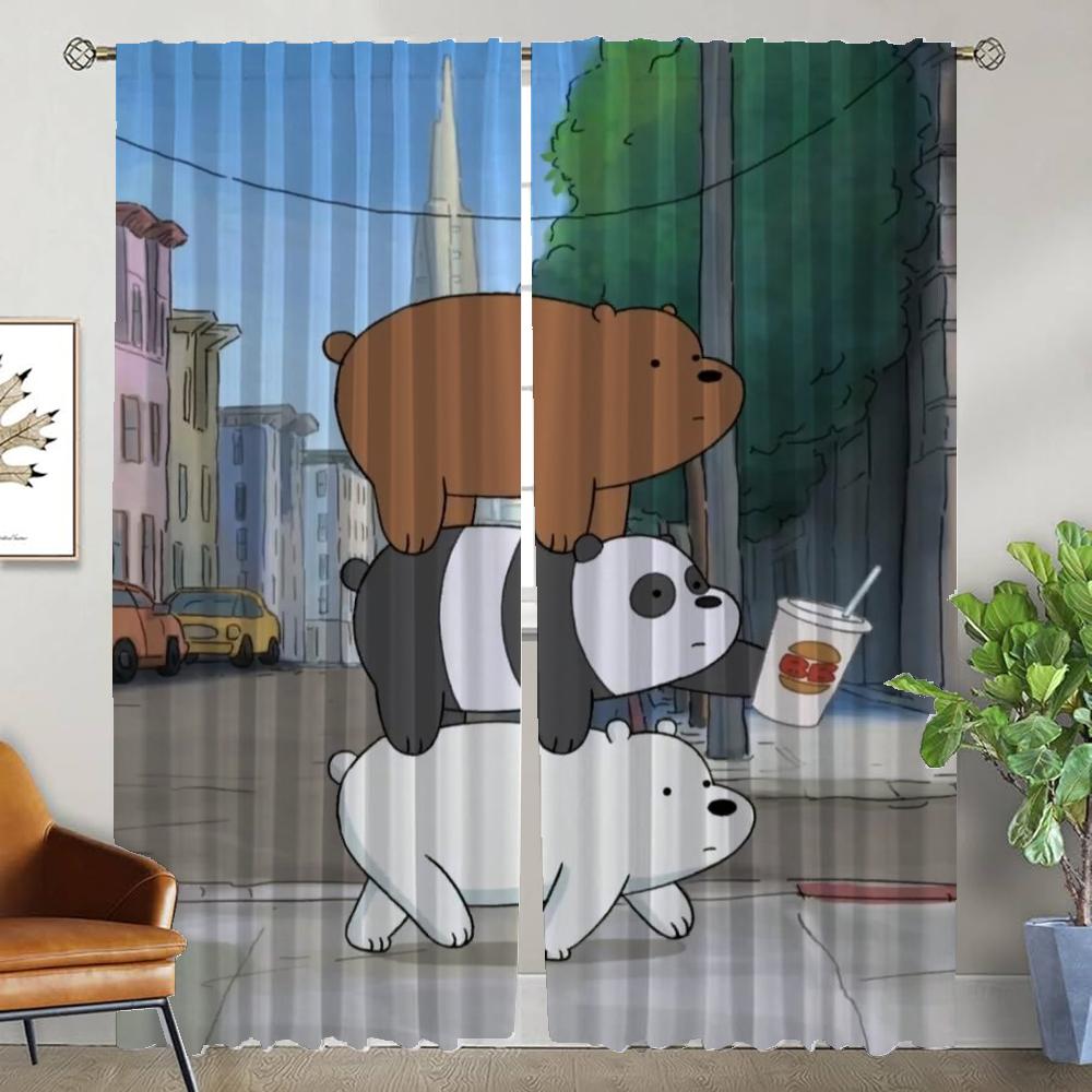 We Bear Bears Blackout Curtain for Room 2 Panel Modern Living Room Curtains Shades Home Interior Curtains Tulle for Bedroom