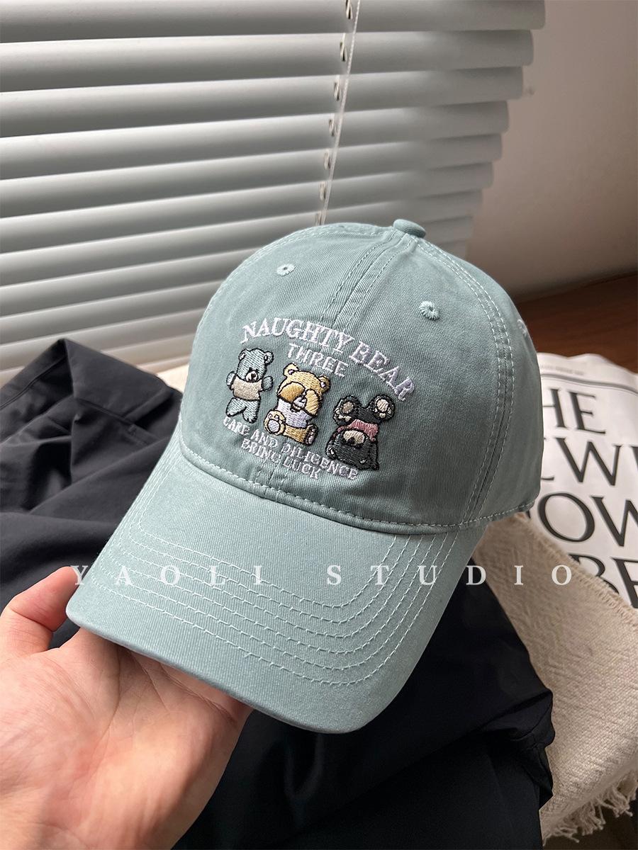 

YAOLI~ Вишита бейсболка з ведмедиком, дитяча велика окружність голови, обличчя, маленький сонцезахисний навіс, м’яка верхня кепка, чоловічий приплив Adjustable світло-синій колір