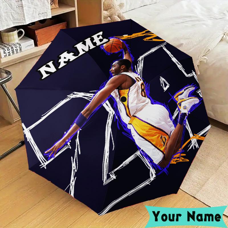 Custom Name Basketball Player Action Umbrella, Foldable Umbrella Suitable for Outdoor Shopping Travel Sports, Exquisite Gift for Family