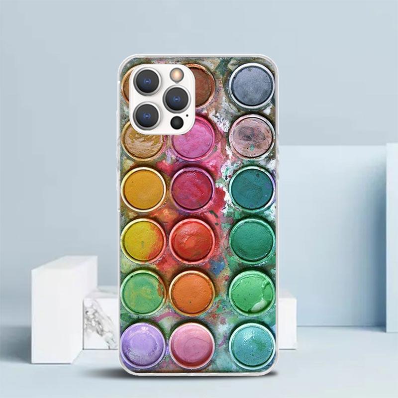 Watercolors Set Paint Palette Painting Box Phone Case For IPhone 16 17 Air 16E 15 14 Plus 13 Mini 12 11 Pro Max 7 8 + SE 2020 So