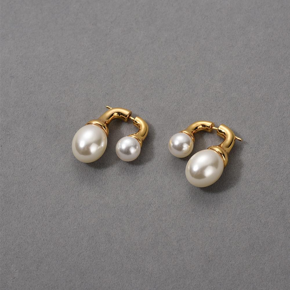 Summer Front And Rear Pearl Earrings Size Pearl Stud Earrings S925 Silver Needle Versatile Earrings Women