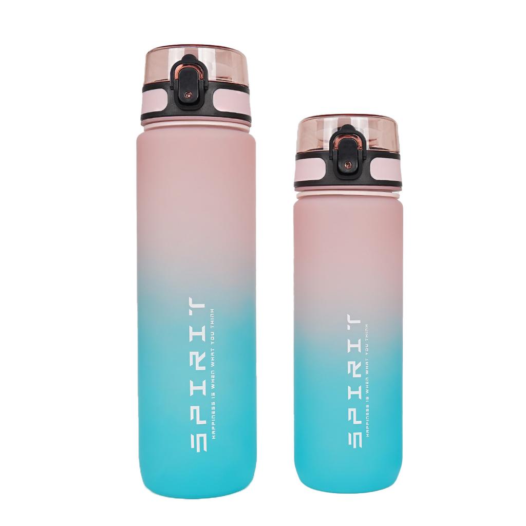 Water Bottle Gradual Change Matte Large Capacity Water Cup Elastic Cover Straw Cup 11OZ Portable Sports Kettle