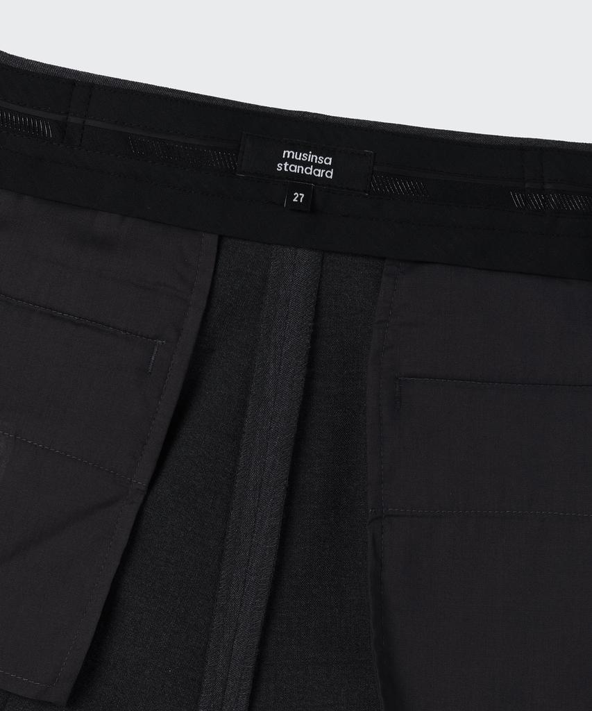 MUSINSA STANDARD WOMAN Women'S Low Waist Deep Tuck Extra Wide Hidden Banding Slacks [Charcoal Gray]