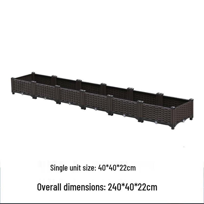 Outdoor Rattan Style 5-Link Plastic Raised Garden Bed