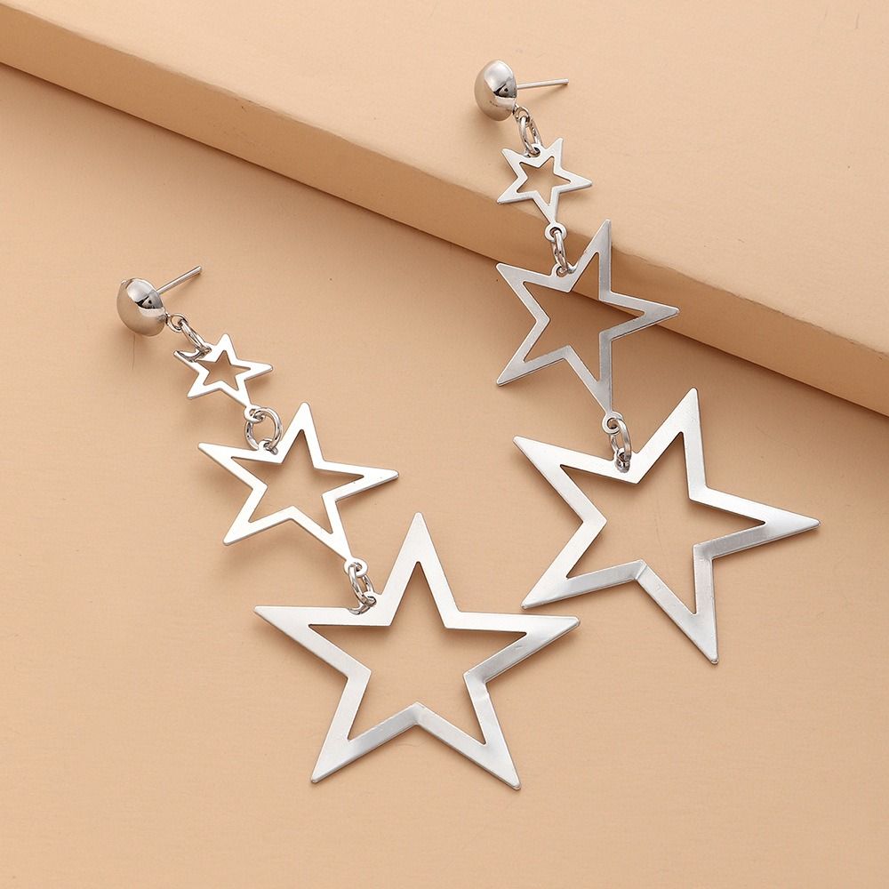 Multi Layer Gold-Color Hollow Stars Tassel Women Dangle Earrings Earrings Fashion Jewelry Ear Stud
