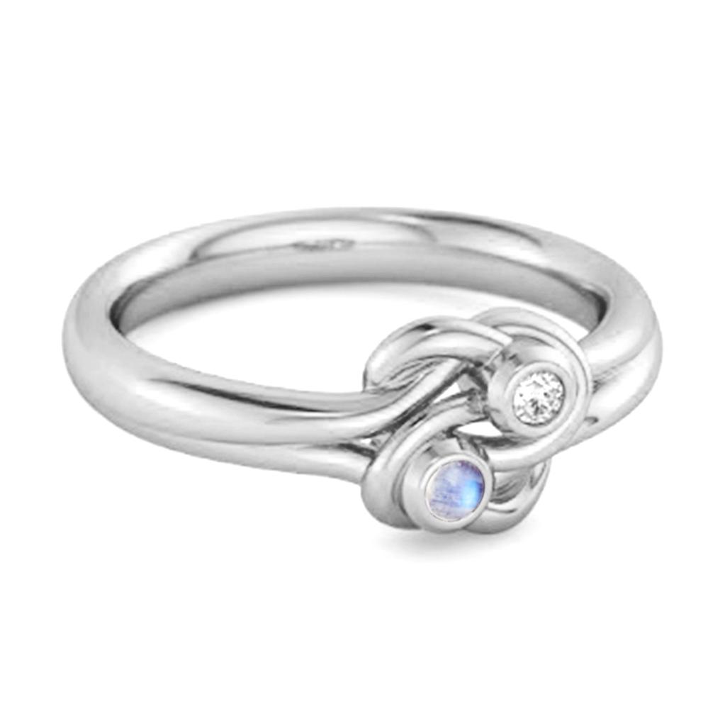 Moonstone Dual Stone Stackable Ring - 925 Sterling Silver