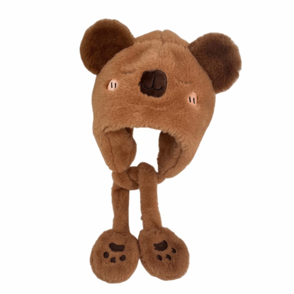 

Lamb Capybara Hooded Scarf Coldproof Cartoon Beanie Caps Baby Ear Protection Hat Autumn and Winter Bear
