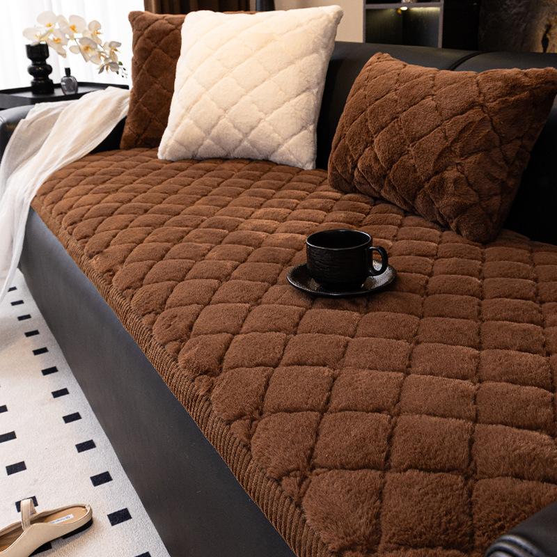 Thickened Rabbit Velvet Sofa Cushion Winter Warm Plush Seat Cushion  New Straight Row Special Sofa Cover Cover Cloth