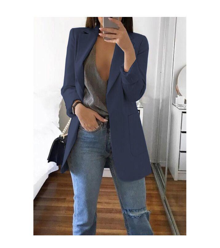 2024 European & American Fashion Women's Slim Lapel Cardigan Blazer - Spring/Autumn Collection