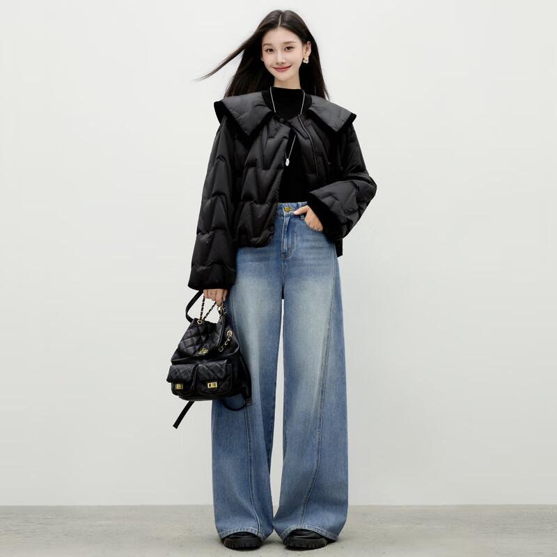 Autumn Water Elegant Women's Retro Bow Short Down Jacket