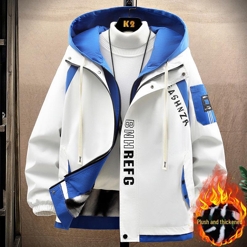 Herren Jugend Plus Samt Dicke Parka - Herbst & Winter Arbeitsjacke für Studenten