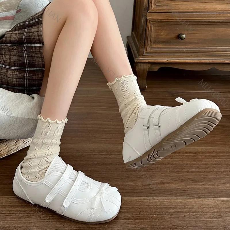 Fashion Shoes for Woman Flats Soft Sole Bow-Knot New Dress Spring Summer Ballerinas Women's Shoes Retro Butterfly Leisure Mary Jane Shoe