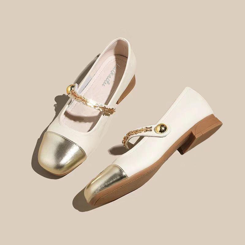 

French Mary Jane single shoes women s thick heel flat bottom 2025 new summer shoes temperament black with skirt evening shoes 40