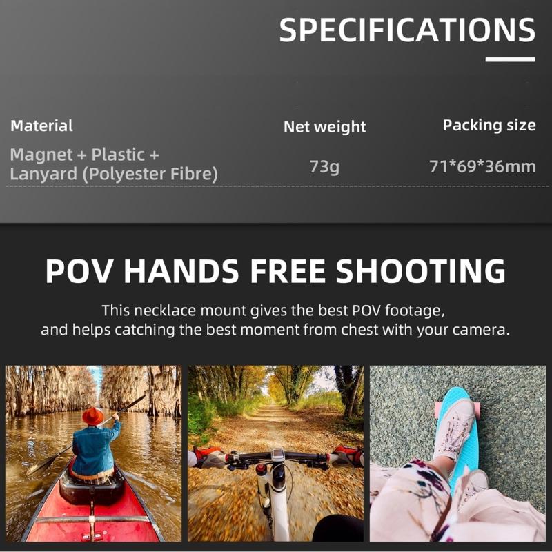 Portable Magnetic POV Selfie Neck Holder Mount for  Action Camera & Cell Phones Video Shoot Accessories Durable