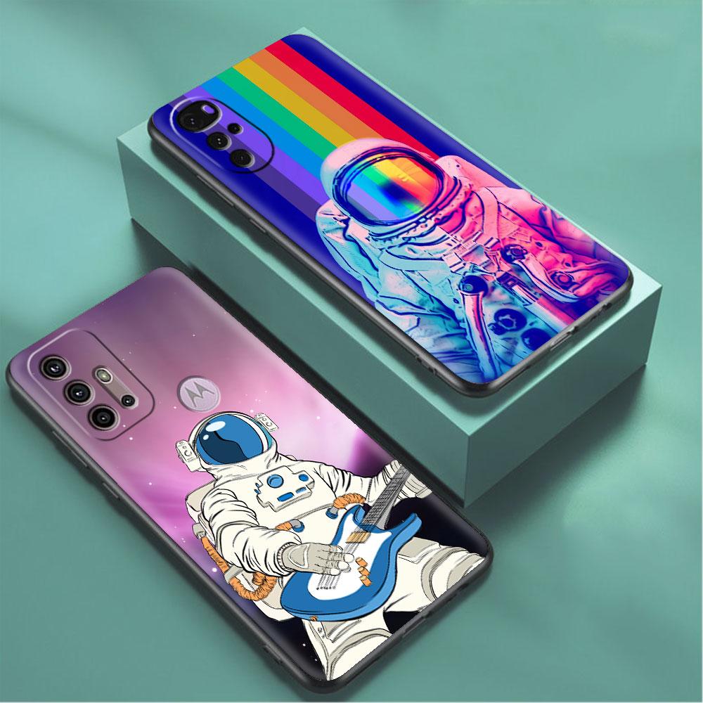 Hülle für Motorola G30 G60 G9 Play One Fusion Plus Edge 20 G8 Power Lite G22 G50 G200 G51 G71 Telefonabdeckung Space Cool Astronaut