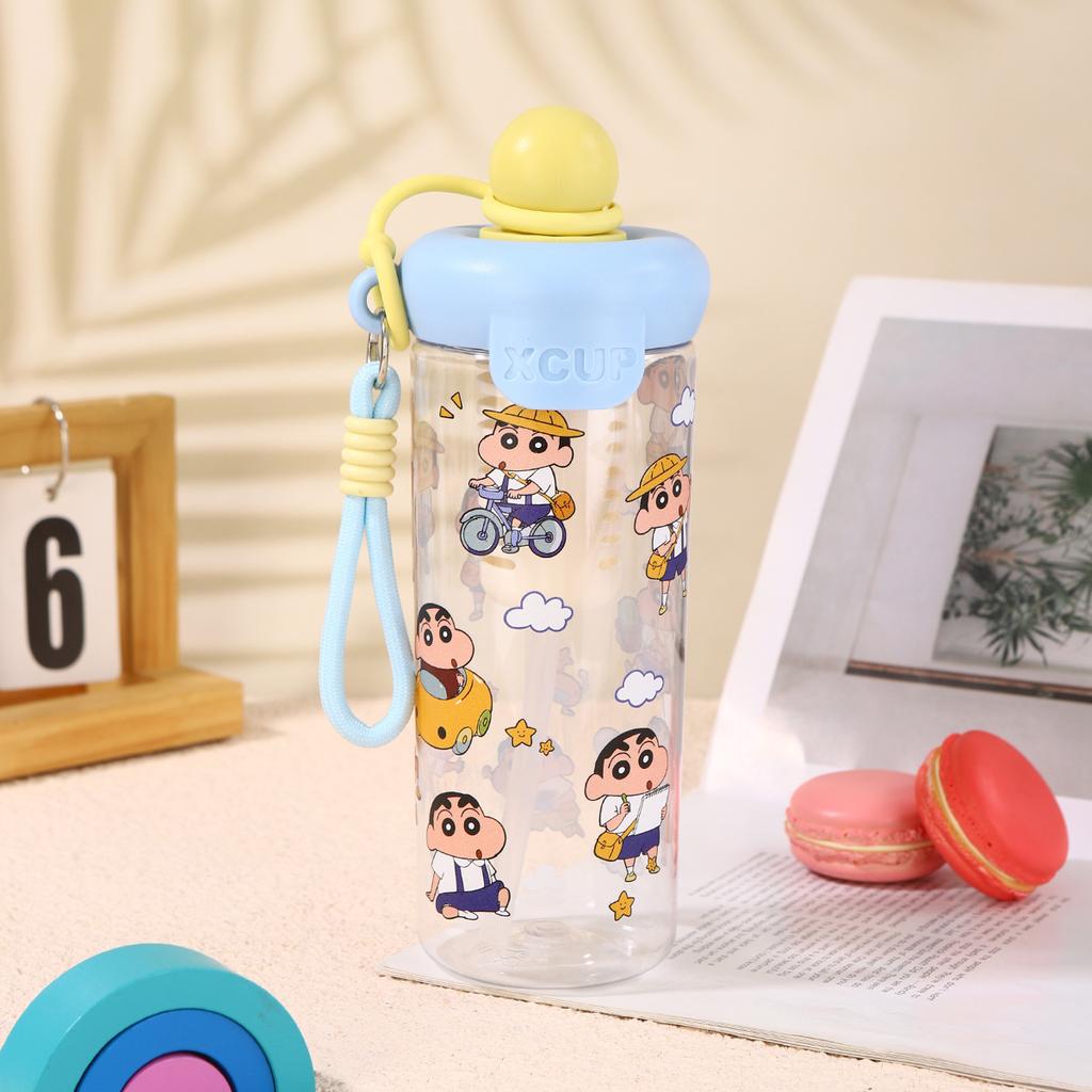 Water bottle new cute cartoon float straw cup with tea warehouse anti-drop wear-resistant plastic cup men and women camping portable cup