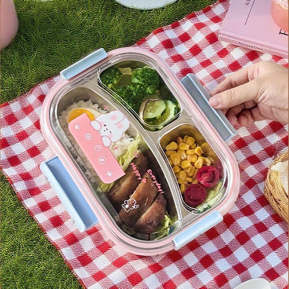 Microwave Safe Cute Lunch Container Food Grade Partitioned Lunch Plate Refrigeration Storage
