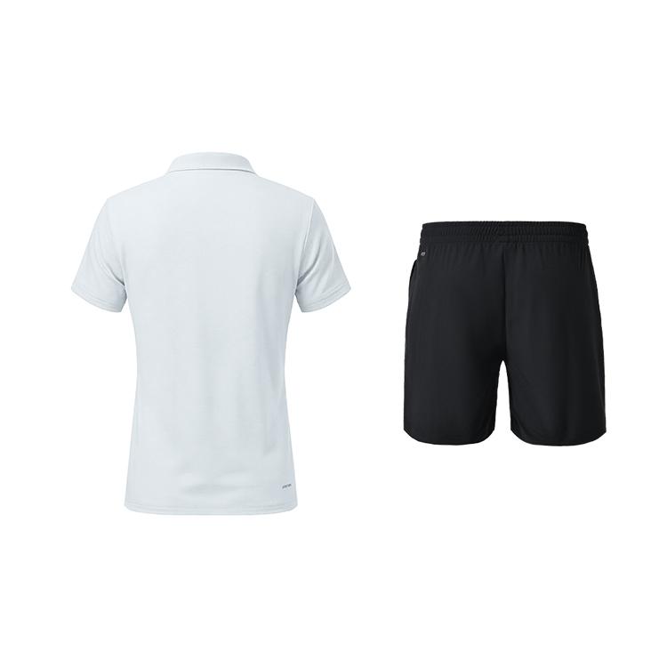 Li-Ning Solid Color Simple Atmospheric Polo Collar Short Sleeve T-Shirt Quick Dry Cool Versatile Sports Shorts Casual Set APLR126-8+AKSUA22-1