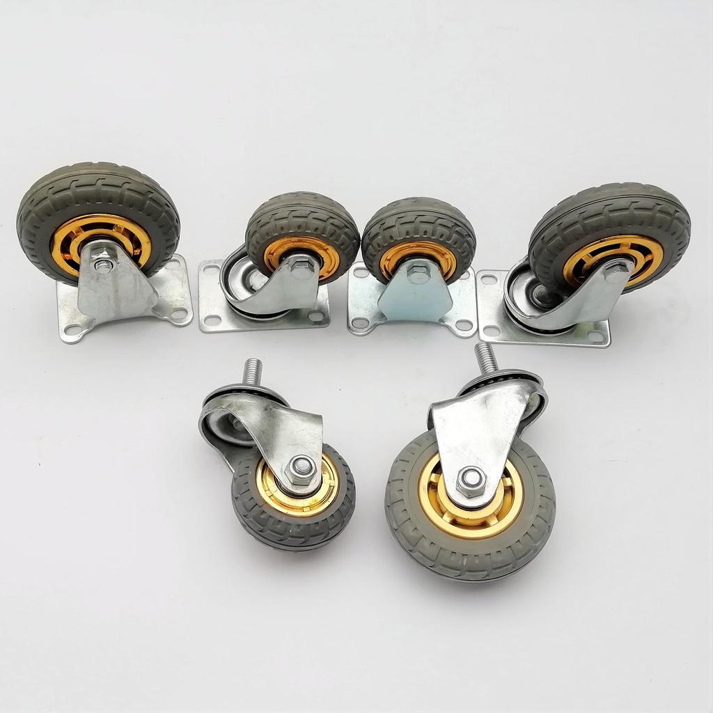 Medium Gray Elastic Silent Trolley Caster Wheel - Universal Gold Rubber