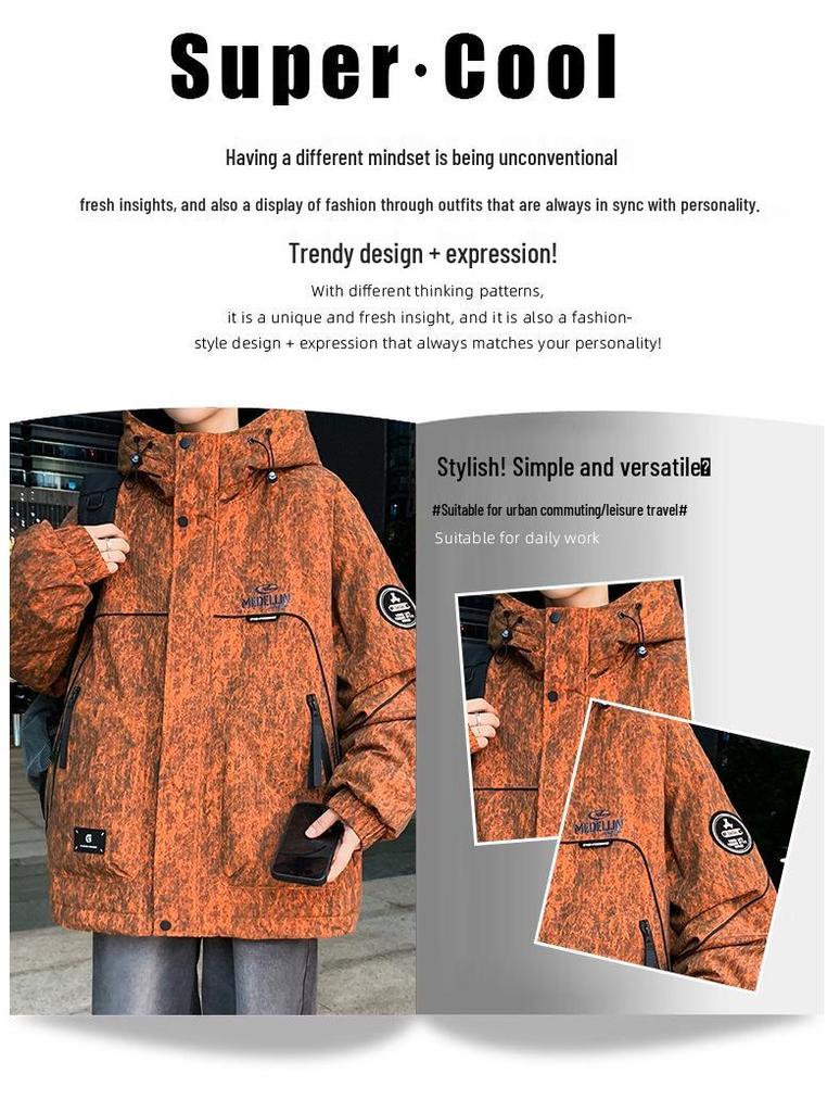 Men's & Teen Boys' Trendy Velvet-Enhanced Winter Jacket, Thick Cotton Windbreaker for Older Kids & Junior High Students