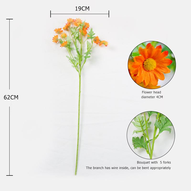 Artificial Flowers 62cm Silk Daisy Plants Bride Bouquet for Christmas Home Wedding  Decoration Fake Sunflower Fake Flower