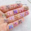 50Pcs Cute Mini Colorful Grid Bow Nail Art Resin Designer Charms DIY Craft For Nail 3D Decorations Jewelry