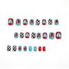 Wearable manicure Black and white checkerboard nail piece Blue and red love fake nail Wearable manicure