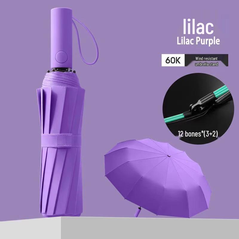 Men's Fully Automatic Windproof Umbrella: 60 Ribs, Thickened, Reinforced, Folding, Dual-Use for Sun and Rain, Large Size