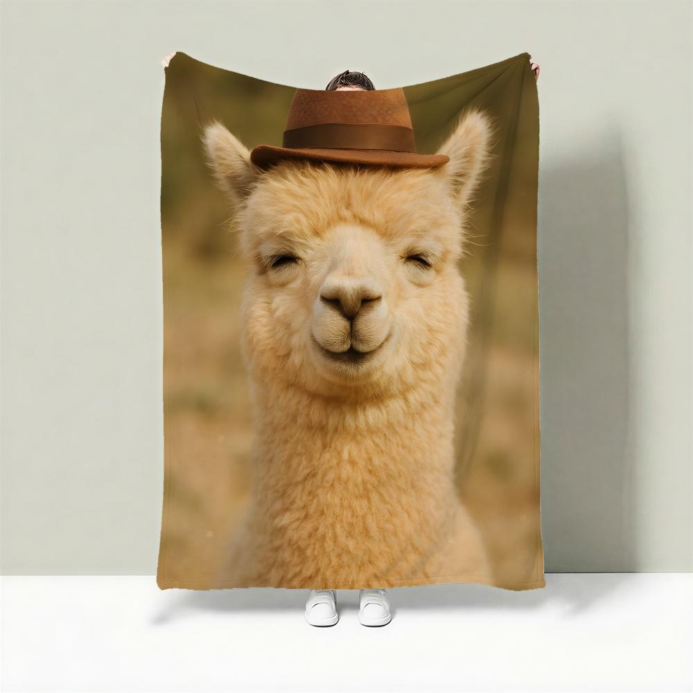 Animal A-Alpaca Throw Lightweight 240g Flannel Blanket Soft Skin-friendly for Summer Cooling 75x90cm