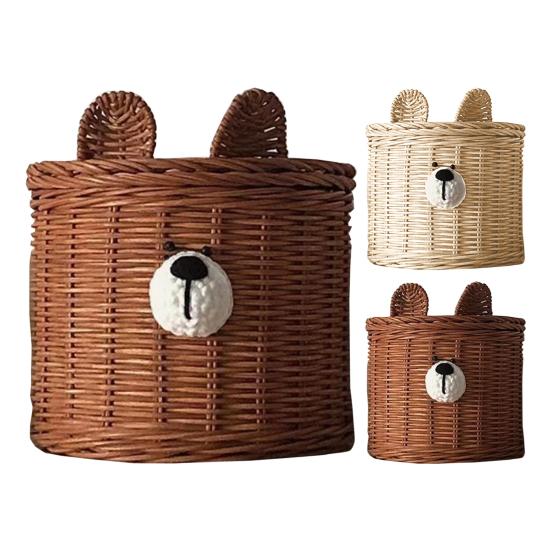 Krabice na kapesníky Poutavá Pevná konstrukce Ratanový Krásný medvídek Držák na kapesníky Stolní ozdoba pro domov