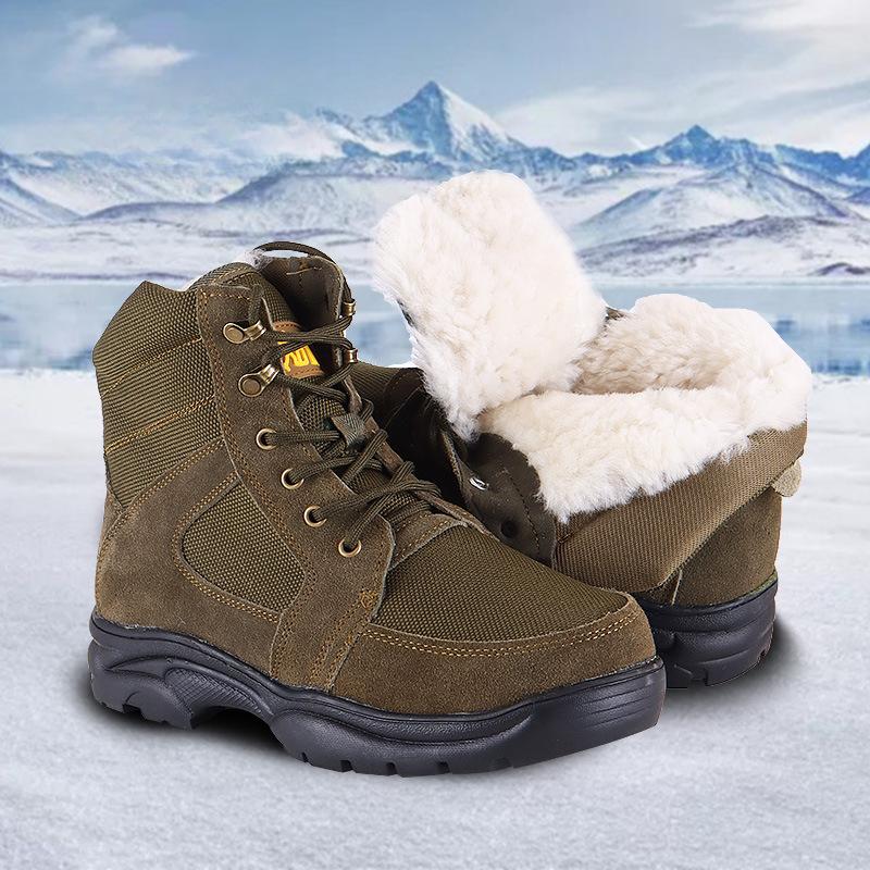 Fashion Men Snow Boots Winter Thick Warm Wool Boots High Quality Cowhide Cotton Boots for Men Mid-tube Outdoor Casual Shoe Large Size 45