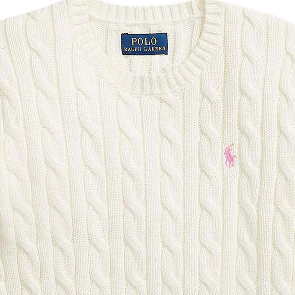 Polo Ralph Lauren Sweater Ss25 Solid Color Crew Neck Long Sleeve Knit Kids Tops White 313901316-011