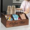 Eine Boutique-Kaffeeaufbewahrungsbox | Klassischer mehrzweckiger Holzorganisator für Kaffeezubehör, Regalkörbe