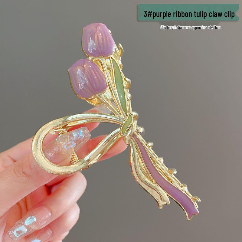 2024 Super Fairy Tulip Hair Clip: Large Metal Claw for Women’s Summer Hairstyle