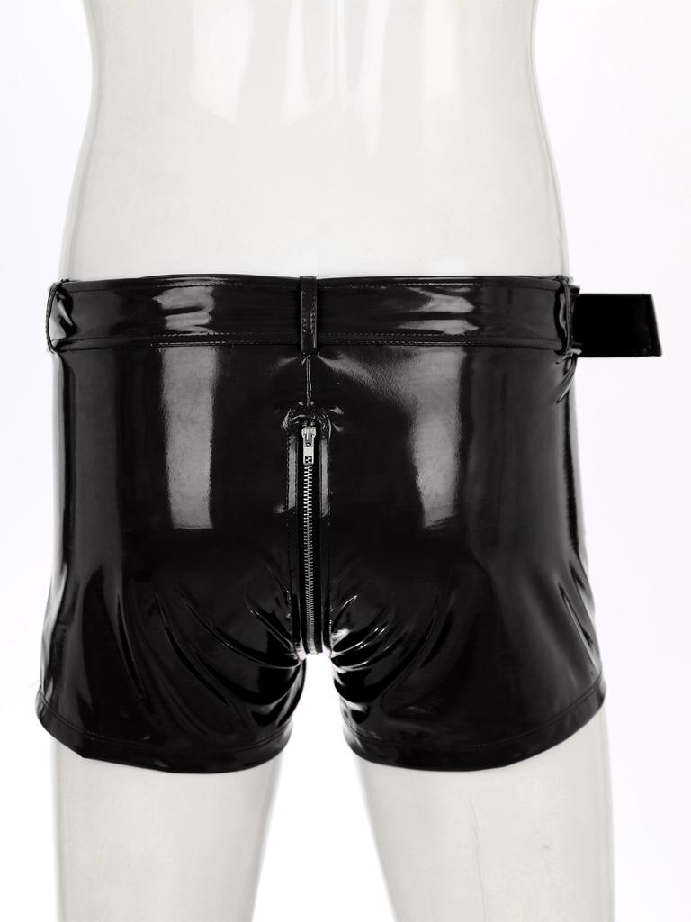 Męskie bokserki wyglądające na mokre z paskiem biodrowym Dwustronny zamek błyskawiczny Bielizna Seksowna bielizna nocna w klubie nocnym