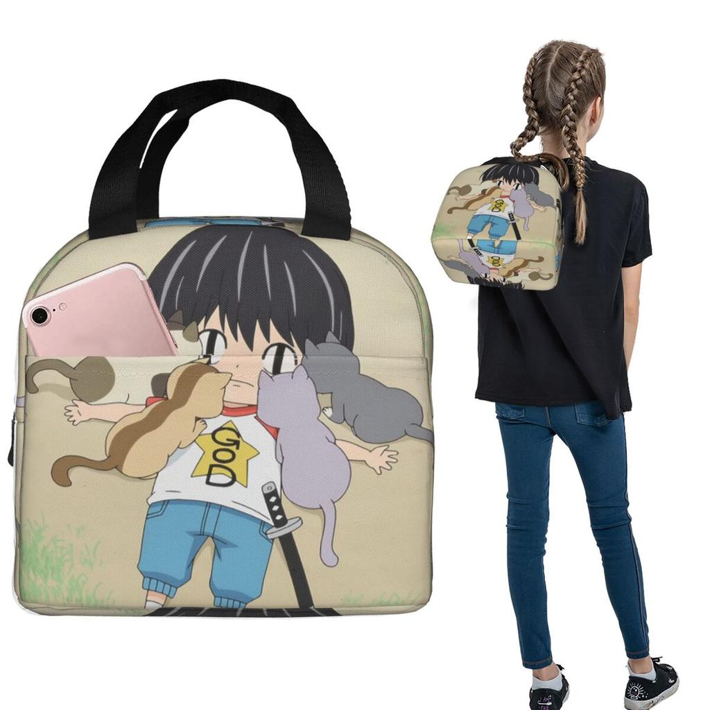 Cute Anime Kotaro Lives Alone Insulated Lunch Bag for Women Kids Portable Food Boxes Thermal Lunch Box Tote